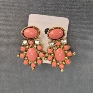 Elizabeth Taylor for Avon Barbie Pink Cabochon Vintage 1995 Crystal Clip Earring